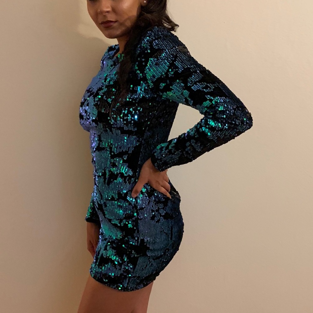 Birthday Sequin Aqua Dress